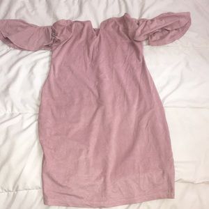 Pink suede mini off the shoulder dress💖